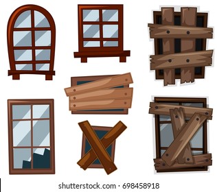 Window in good and bad conditions illustration