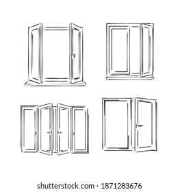 Window. Hand drawn sketch illustration. window vector sketch illustration