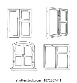 Window. Hand drawn sketch illustration. window vector sketch illustration