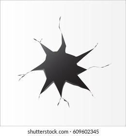 window hole glass crack abstract symbol design element, Vector Illustration.