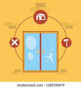 window with home repair icons