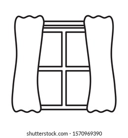 window house with courtain icon vector illustration design