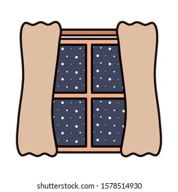 window house with courtain icon vector illustration design