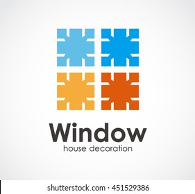 Window of house decoration abstract vector and logo design or template interior business icon of company identity symbol concept