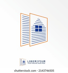 window and house inside line paper layers image graphic icon logo design abstract concept vector stock. Can be used as a symbol related to audit or property