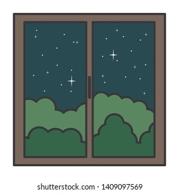 window house with night outside view