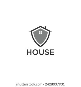 Window House Roof Chimney with Shield for Home Safe Insurance Protection Logo design 