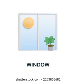 Window icon. 3d illustration from work place collection. Creative Window 3d icon for web design, templates, infographics and more