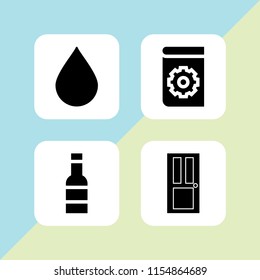 window icon. 4 window set with miscellaneous, kitchen, droplet and door vector icons for web and mobile app