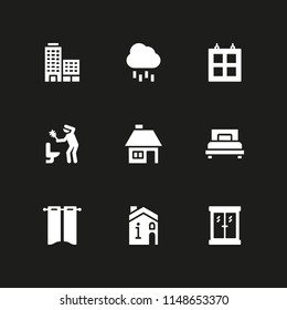 window icon. 9 window vectors with building, window, raining and house icons for web and mobile app