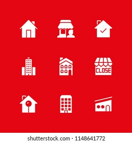 window icon. 9 window vectors with home, store, house and modern house icons for web and mobile app