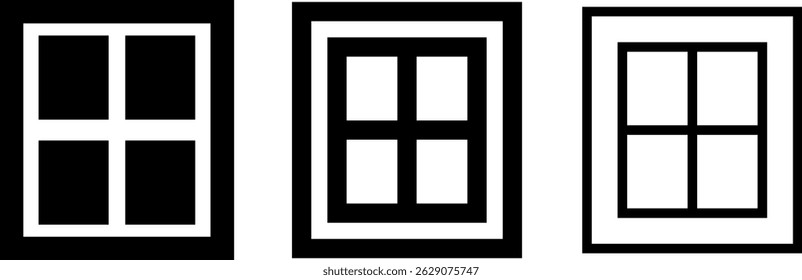  Window icon. architectural symbols. Ideal for home design. building and renovation concepts. arched doors reminiscent. entrance gateways sign
