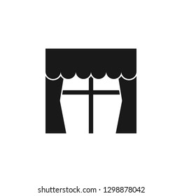 Window icon. Casement window, curtains, livingroom room window window icon