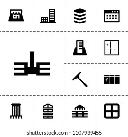 Window icon. collection of 13 window filled icons such as shutter blinds, building. editable window icons for web and mobile.