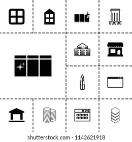 Window icon. collection of 13 window filled and outline icons such as store, building. editable window icons for web and mobile.