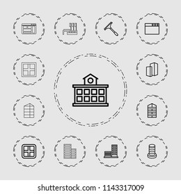 Window icon. collection of 13 window outline icons such as shutter blinds. editable window icons for web and mobile.
