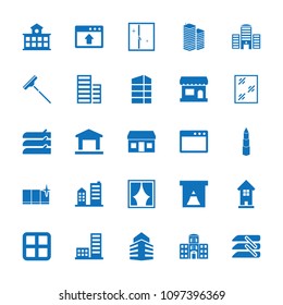 Window icon. collection of 25 window filled icons such as building, hospital building, blinds, store, shutter blinds. editable window icons for web and mobile.