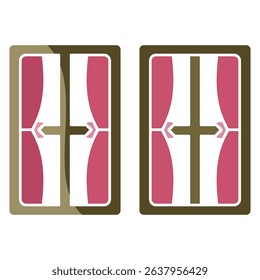 window icon with curtains, flat style pictogram icon for ui or ux mobile app, vector illustration logo symbol design, isolated on white