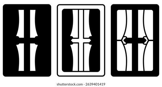 window icon with curtains, flat style pictogram icon for ui or ux mobile app, vector illustration logo symbol design, isolated on white