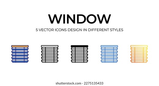 window Icon Design in Five style with Editable Stroke. Line, Solid, Flat Line, Duo Tone Color, and Color Gradient Line. Suitable for Web Page, Mobile App, UI, UX and GUI design.