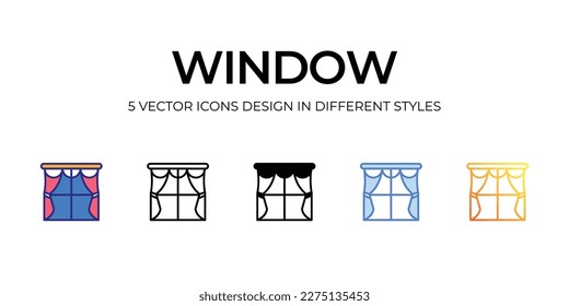 window Icon Design in Five style with Editable Stroke. Line, Solid, Flat Line, Duo Tone Color, and Color Gradient Line. Suitable for Web Page, Mobile App, UI, UX and GUI design.