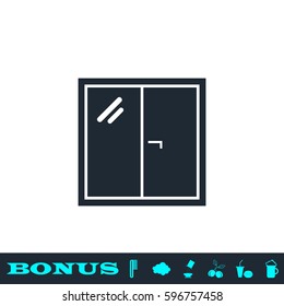 Window icon flat. Black pictogram on white background. Vector illustration symbol and bonus button