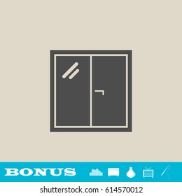 Window icon flat. Grey pictogram on light background. Vector illustration symbol and bonus button real estate, ottoman, vase, tv, fishing rod