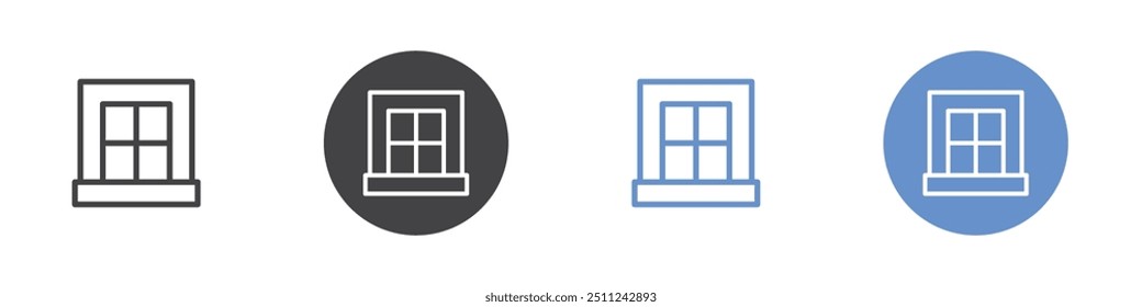 Icono de ventana Conjunto plano en color blanco y negro