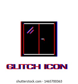 Window icon flat. Simple pictogram - Glitch effect. Vector illustration symbol