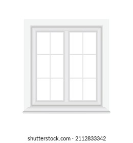 Window icon in flat style. Casement vector illustration on isolated background. Interior frame sign business concept.