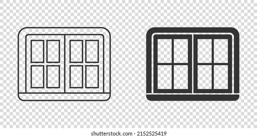 Window icon in flat style. Casement vector illustration on isolated background. House interior sign business concept.