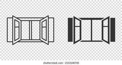 Window icon in flat style. Casement vector illustration on isolated background. House interior sign business concept.