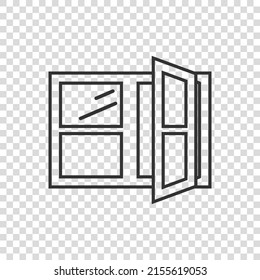 Window icon in flat style. Casement vector illustration on isolated background. House interior sign business concept.