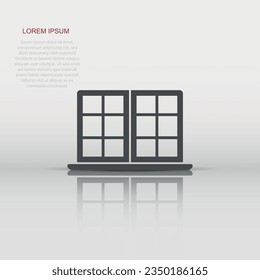 Window icon in flat style. Casement vector illustration on isolated background. House interior sign business concept.