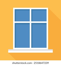 Window icon in flat style. Window on the wall. Vector illustration