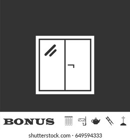 Window icon flat. White pictogram on black background. Vector illustration symbol and bonus icons