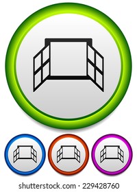 Window icon - Icon, graphics with window symbol, silhouette. Casement window (EPS 10 vector)