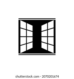 icono de ventana, vector de hogar, ilustración de sala