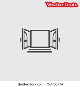Window icon isolated sign symbol and flat style for app, web and digital design. Vector illustration.