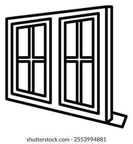 Window icon isometric building line style