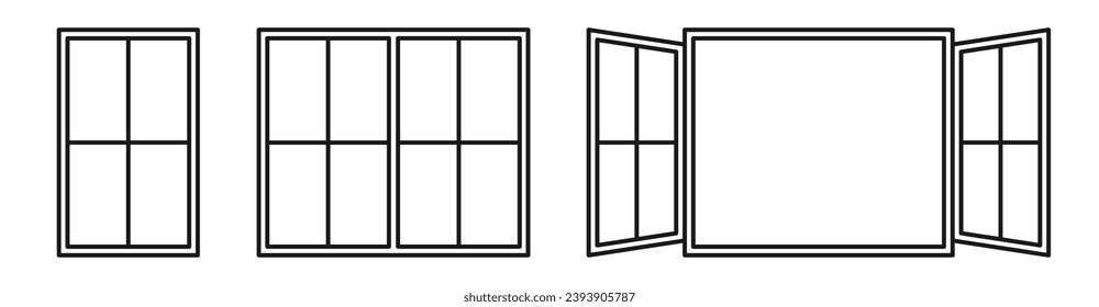 Icono de ventana. Ventana abierta. Ilustración vectorial.