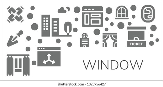 window icon set. 11 filled window icons.  Simple modern icons about  - United, Building, Trowel, Curtain, Curtains, Browser, Window, Ticket office