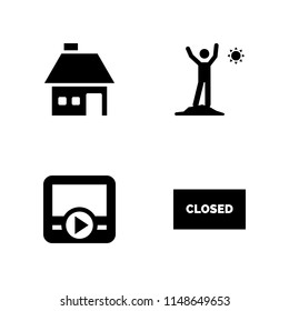 window icon set. closed, house and wake up vector icon for graphic design and web