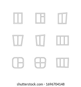 Window icon set outline over white sign