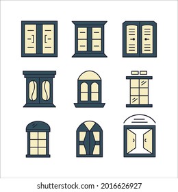 Conjunto de iconos de la ventana. Elemento vectorial del símbolo del paquete de iconos de ventana para la web infográfica