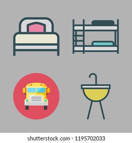 window icon set. vector set about bunk, bed, sink and school bus icons set.