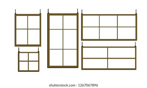 Window icon set, vector symbol in outline flat style isolated on white background. - Vector