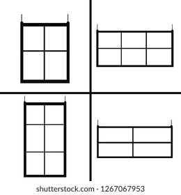 Window icon set, vector symbol in outline flat style isolated on white background. - Vector