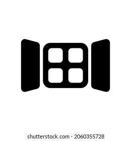 Window icon. Shutters. Black silhouette. Front view. Vector simple flat graphic illustration. The isolated object on a white background. Isolate.