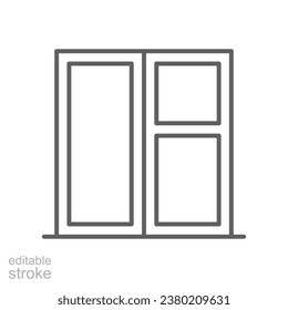Window icon. Simple outline style. Window frame, closed, construction, room, house, home interior concept. Thin line symbol. Vector illustration isolated. Editable stroke.